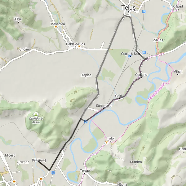 Map miniature of "Ampoi II - Bilag - Coșlariu" cycling inspiration in Centru, Romania. Generated by Tarmacs.app cycling route planner