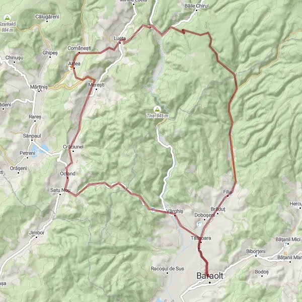 Map miniature of "Gravel Adventure through Tălișoara" cycling inspiration in Centru, Romania. Generated by Tarmacs.app cycling route planner