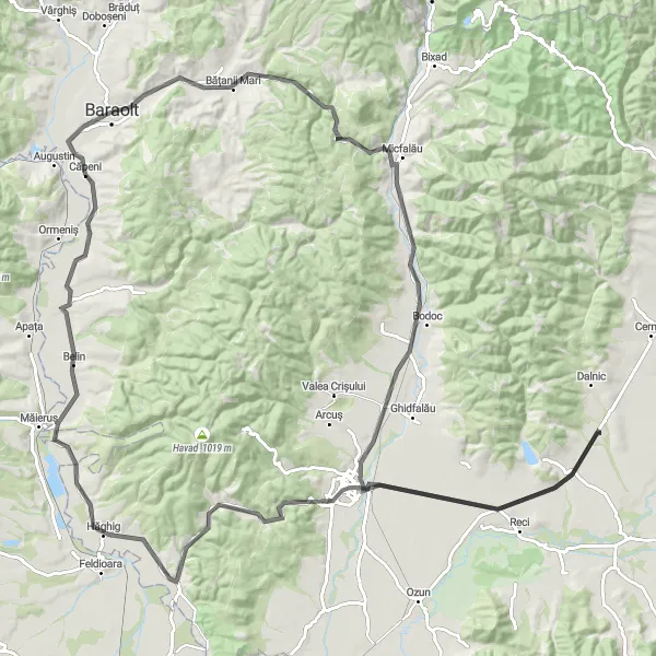 Map miniature of "Roman History and Natural Beauty" cycling inspiration in Centru, Romania. Generated by Tarmacs.app cycling route planner