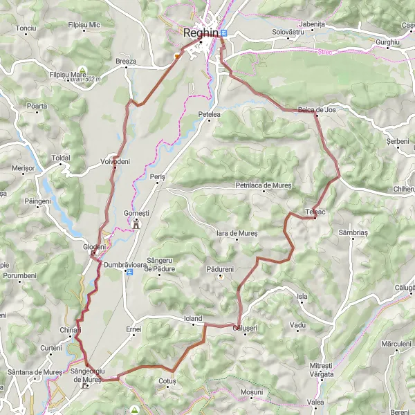 Map miniature of "Teleac - Iernuțeni Loop" cycling inspiration in Centru, Romania. Generated by Tarmacs.app cycling route planner