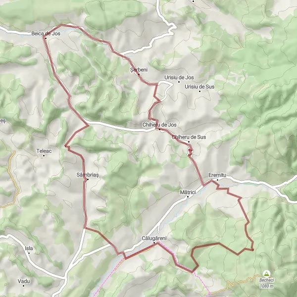 Map miniature of "The Gravel Adventure" cycling inspiration in Centru, Romania. Generated by Tarmacs.app cycling route planner