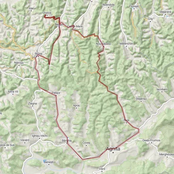 Map miniature of "The Adventure of Saxon Villages" cycling inspiration in Centru, Romania. Generated by Tarmacs.app cycling route planner