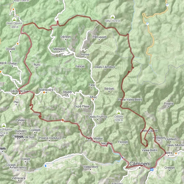 Map miniature of "Mountainous Adventure and Charming Villages" cycling inspiration in Centru, Romania. Generated by Tarmacs.app cycling route planner