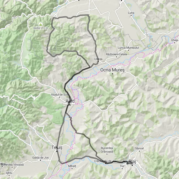 Map miniature of "Discovering the Heart of Transylvania" cycling inspiration in Centru, Romania. Generated by Tarmacs.app cycling route planner