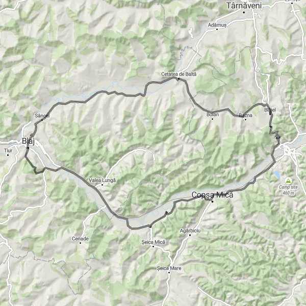 Map miniature of "Târnava Colony" cycling inspiration in Centru, Romania. Generated by Tarmacs.app cycling route planner