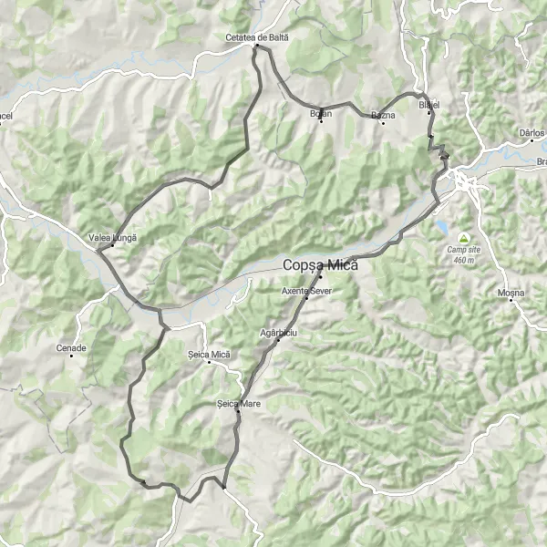 Map miniature of "Blăjel to Boian Ultimate Road Challenge" cycling inspiration in Centru, Romania. Generated by Tarmacs.app cycling route planner