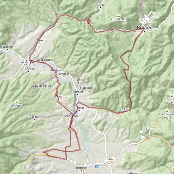 Map miniature of "Mountain Adventure" cycling inspiration in Centru, Romania. Generated by Tarmacs.app cycling route planner