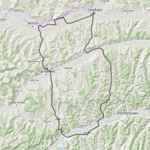 Map miniature of "Scenic Road Cycling Route" cycling inspiration in Centru, Romania. Generated by Tarmacs.app cycling route planner