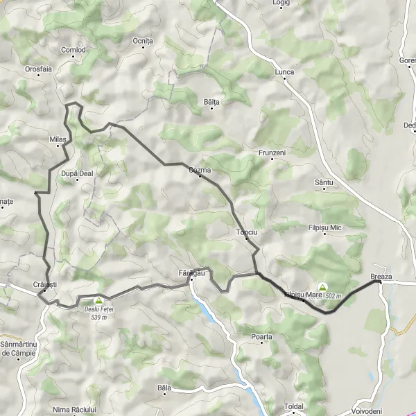 Map miniature of "Breaza Road Cycling Escape" cycling inspiration in Centru, Romania. Generated by Tarmacs.app cycling route planner