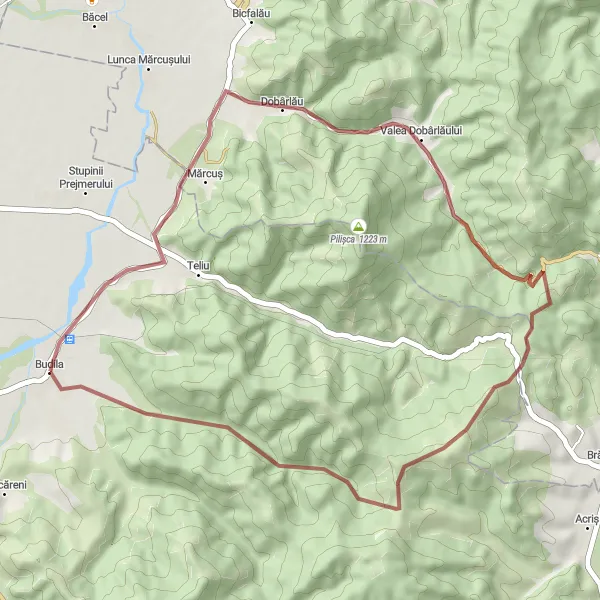 Map miniature of "Dobârlău Castle Gravel Route" cycling inspiration in Centru, Romania. Generated by Tarmacs.app cycling route planner