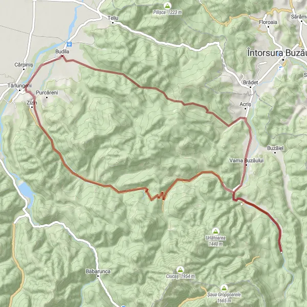 Map miniature of "Zizin and Castelul Béldi László Gravel Adventure" cycling inspiration in Centru, Romania. Generated by Tarmacs.app cycling route planner