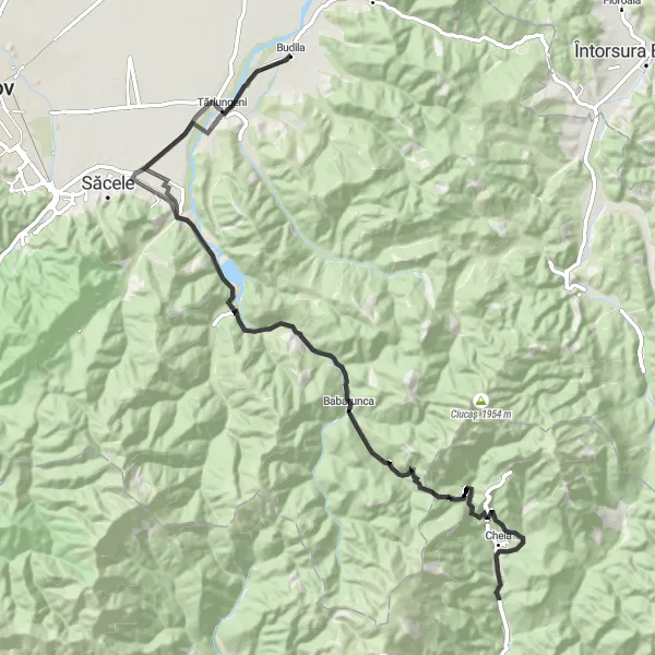 Map miniature of "The Ultimate Climber's Challenge" cycling inspiration in Centru, Romania. Generated by Tarmacs.app cycling route planner