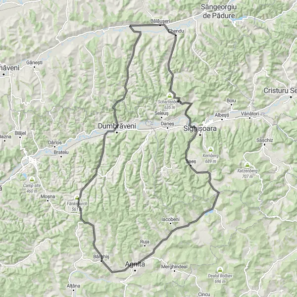 Map miniature of "Cycling Adventure through Transylvania" cycling inspiration in Centru, Romania. Generated by Tarmacs.app cycling route planner