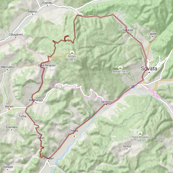 Map miniature of "Niraj Valley Escape" cycling inspiration in Centru, Romania. Generated by Tarmacs.app cycling route planner