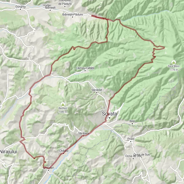 Map miniature of "Gravel Adventure" cycling inspiration in Centru, Romania. Generated by Tarmacs.app cycling route planner