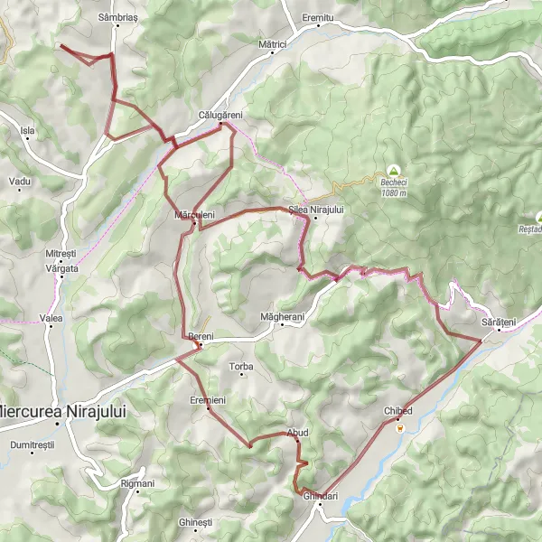 Map miniature of "Hills and Valleys" cycling inspiration in Centru, Romania. Generated by Tarmacs.app cycling route planner