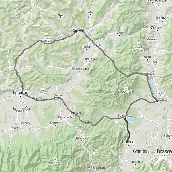 Map miniature of "Centru to Migis Chalet" cycling inspiration in Centru, Romania. Generated by Tarmacs.app cycling route planner