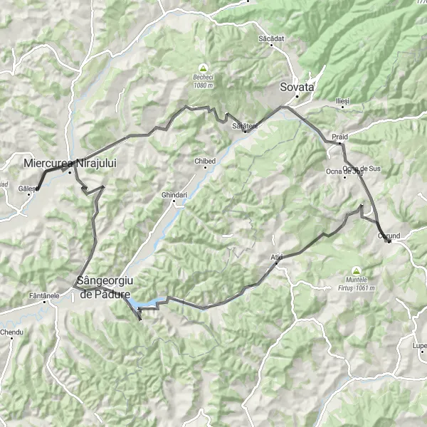 Map miniature of "Majestic Road Journey" cycling inspiration in Centru, Romania. Generated by Tarmacs.app cycling route planner