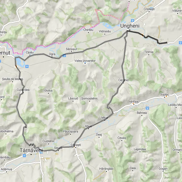 Map miniature of "Cercul Cerc" cycling inspiration in Centru, Romania. Generated by Tarmacs.app cycling route planner