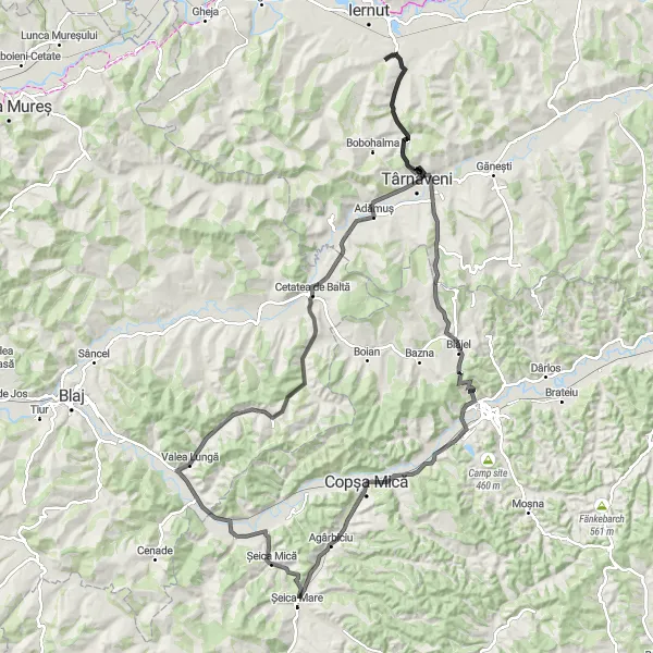 Map miniature of "Șeulia de Mureș Grand Tour" cycling inspiration in Centru, Romania. Generated by Tarmacs.app cycling route planner