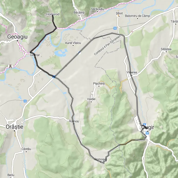 Map miniature of "Romoșel Escapade" cycling inspiration in Centru, Romania. Generated by Tarmacs.app cycling route planner