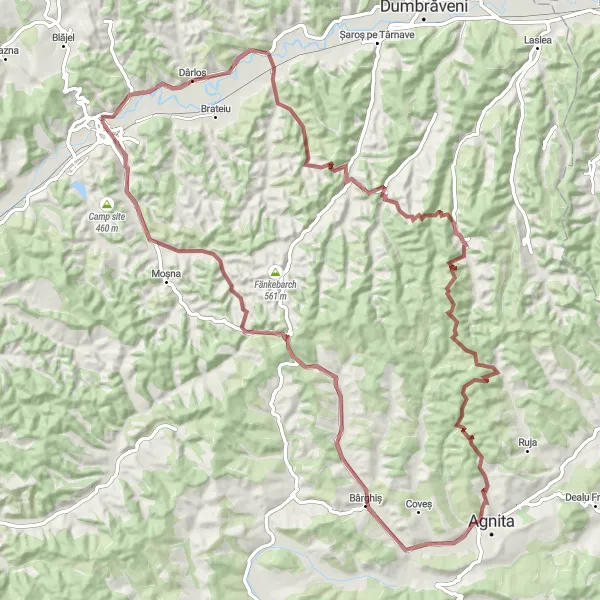 Map miniature of "Majestic Ride to Mediaș" cycling inspiration in Centru, Romania. Generated by Tarmacs.app cycling route planner