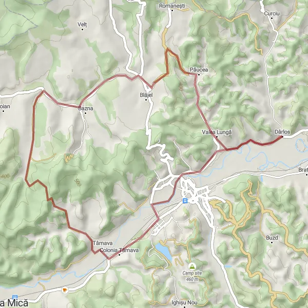 Map miniature of "Târnava Valley Gravel" cycling inspiration in Centru, Romania. Generated by Tarmacs.app cycling route planner