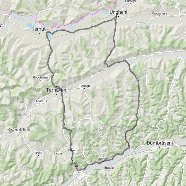 Map miniature of "Blăjel Loop" cycling inspiration in Centru, Romania. Generated by Tarmacs.app cycling route planner