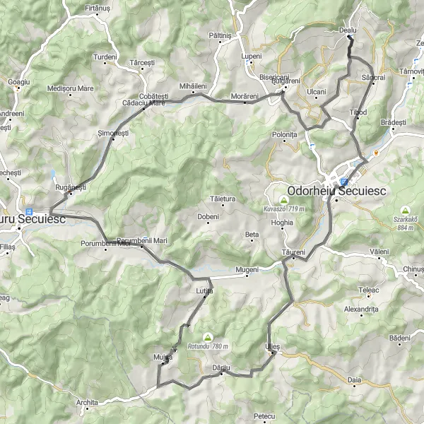 Map miniature of "Centru - Dealu Route" cycling inspiration in Centru, Romania. Generated by Tarmacs.app cycling route planner