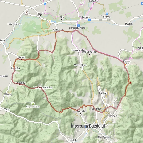 Map miniature of "Floroaia Gravel Loop" cycling inspiration in Centru, Romania. Generated by Tarmacs.app cycling route planner