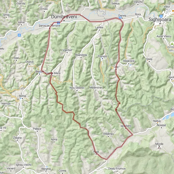 Map miniature of "Gravel Adventure" cycling inspiration in Centru, Romania. Generated by Tarmacs.app cycling route planner