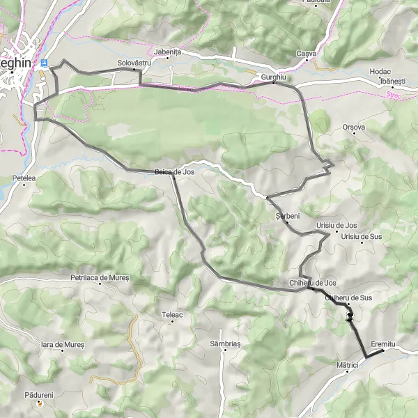 Map miniature of "Nadășa and Historic Villages" cycling inspiration in Centru, Romania. Generated by Tarmacs.app cycling route planner