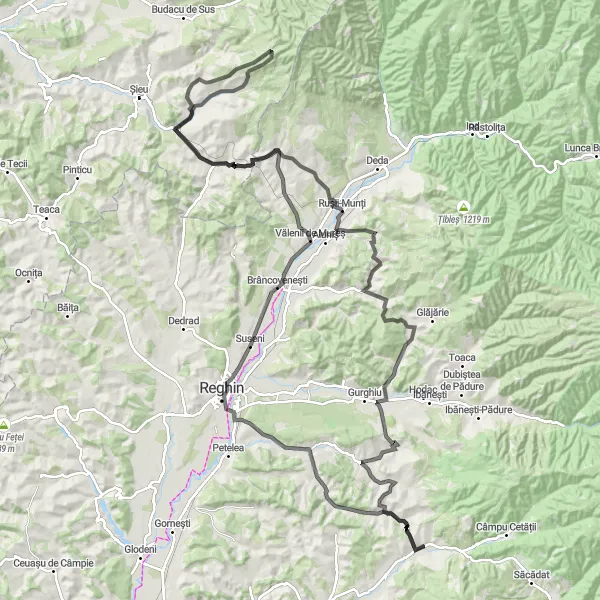 Map miniature of "Nadășa to Rușii-Munți Adventure" cycling inspiration in Centru, Romania. Generated by Tarmacs.app cycling route planner