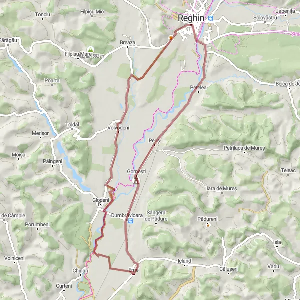 Map miniature of "Off-Road Expedition" cycling inspiration in Centru, Romania. Generated by Tarmacs.app cycling route planner