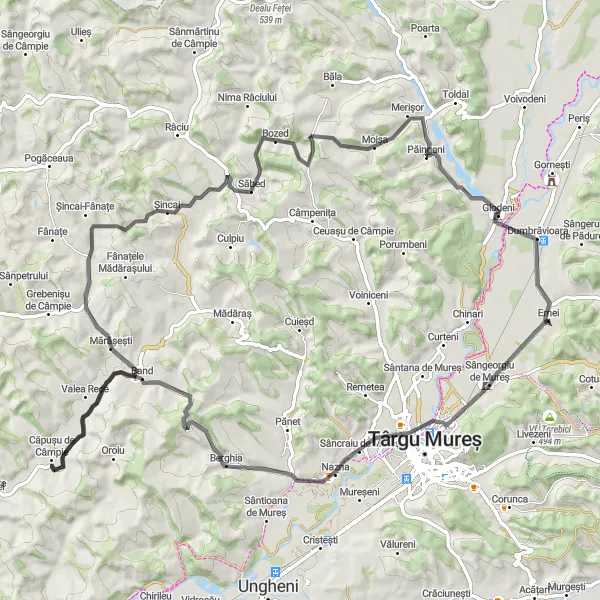 Map miniature of "The Mountain Challenge" cycling inspiration in Centru, Romania. Generated by Tarmacs.app cycling route planner