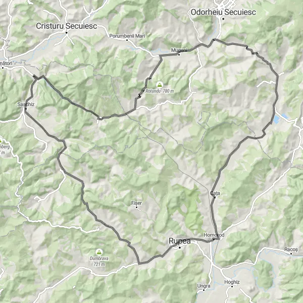 Map miniature of "Challenging Centru Circuit" cycling inspiration in Centru, Romania. Generated by Tarmacs.app cycling route planner