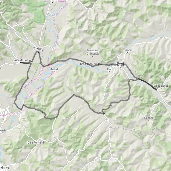 Map miniature of "Crăciunelu de Jos Adventure" cycling inspiration in Centru, Romania. Generated by Tarmacs.app cycling route planner