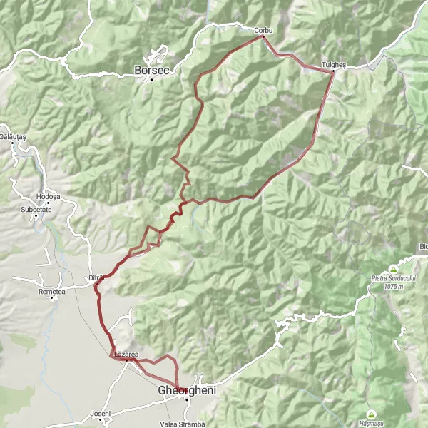 Map miniature of "The Gravel Challenge" cycling inspiration in Centru, Romania. Generated by Tarmacs.app cycling route planner