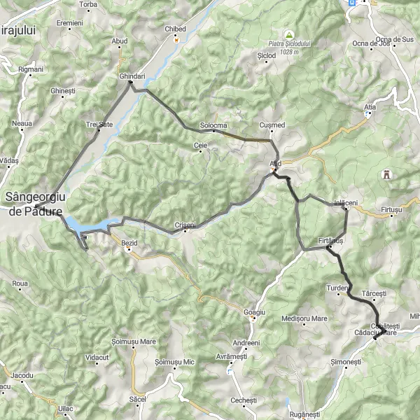 Map miniature of "Ride to Sângeorgiu de Pădure" cycling inspiration in Centru, Romania. Generated by Tarmacs.app cycling route planner