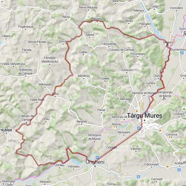 Map miniature of "Traverse Tranquility" cycling inspiration in Centru, Romania. Generated by Tarmacs.app cycling route planner