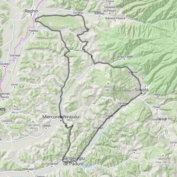 Map miniature of "Cultural Charm - Cycling through Chiheru de Jos" cycling inspiration in Centru, Romania. Generated by Tarmacs.app cycling route planner