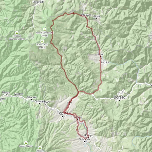 Map miniature of "Mountain Paradise: Gravel Exploration" cycling inspiration in Centru, Romania. Generated by Tarmacs.app cycling route planner