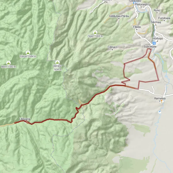 Map miniature of "Exploring the Gravel Roads of Centru" cycling inspiration in Centru, Romania. Generated by Tarmacs.app cycling route planner