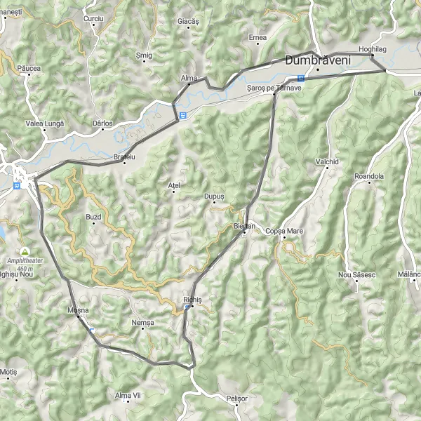 Map miniature of "Cultural Road Cycling Tour" cycling inspiration in Centru, Romania. Generated by Tarmacs.app cycling route planner