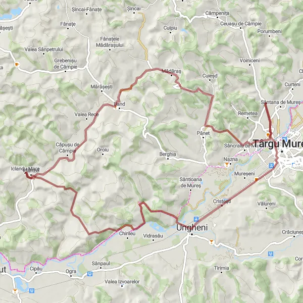 Map miniature of "Centru Gravel Adventure 1" cycling inspiration in Centru, Romania. Generated by Tarmacs.app cycling route planner