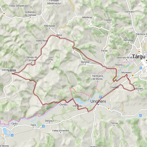 Map miniature of "Gravel Through the Countryside" cycling inspiration in Centru, Romania. Generated by Tarmacs.app cycling route planner