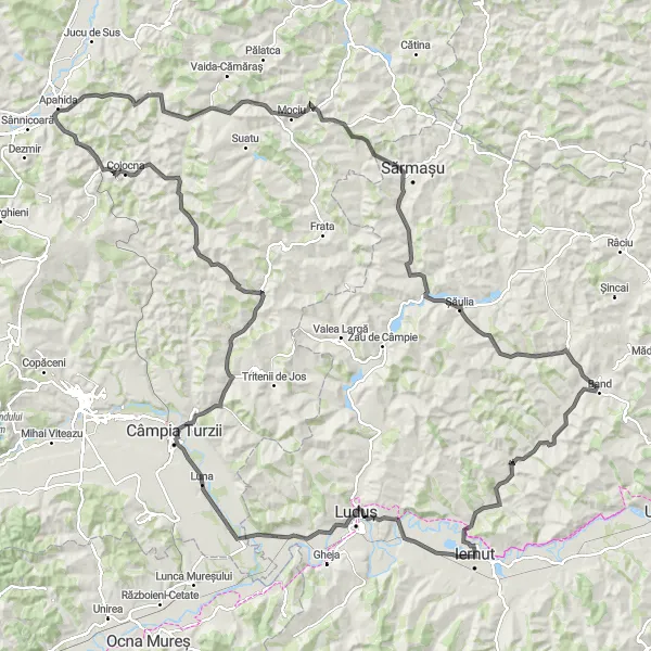 Map miniature of "The Ultimate Cycling Challenge" cycling inspiration in Centru, Romania. Generated by Tarmacs.app cycling route planner