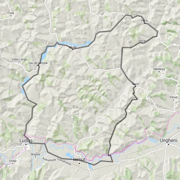 Map miniature of "Zau de Câmpie Loop" cycling inspiration in Centru, Romania. Generated by Tarmacs.app cycling route planner