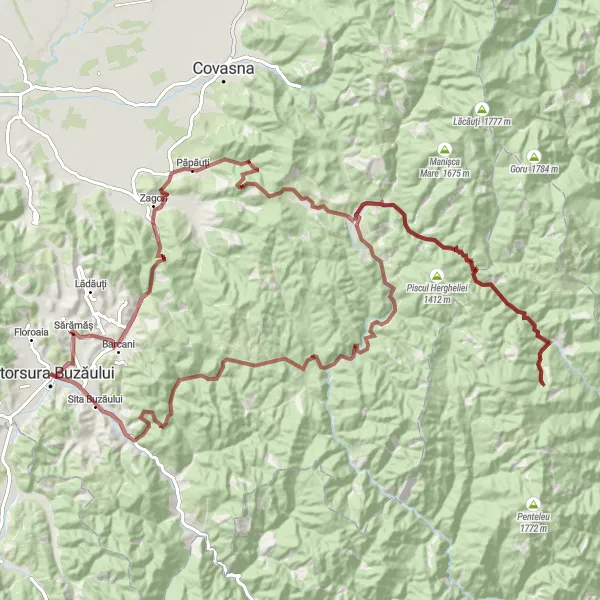 Map miniature of "The Gravel Adventure" cycling inspiration in Centru, Romania. Generated by Tarmacs.app cycling route planner