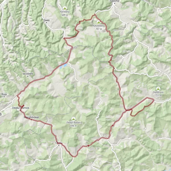 Map miniature of "The Ultimate Transylvanian Gravel Experience" cycling inspiration in Centru, Romania. Generated by Tarmacs.app cycling route planner